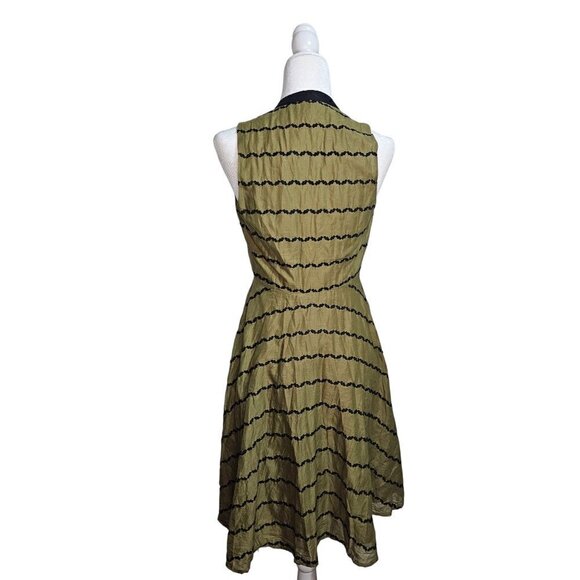 Anthropologie 9-H15 sleeveless high low mini army green dress size 00 - Picture 8 of 10